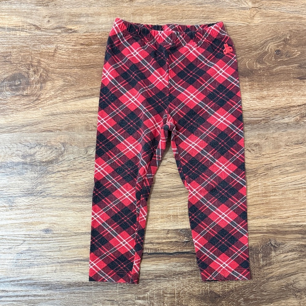 GAP Red and Black Plaid Toddler Girls Leggings size 18-24M Cotton